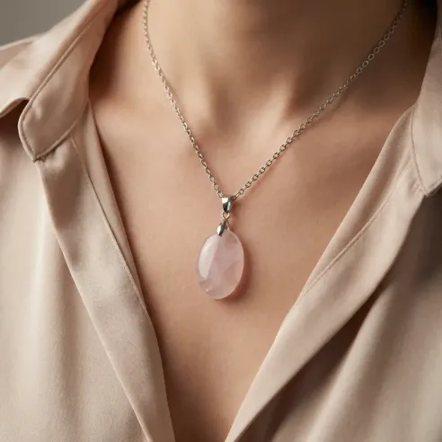 Pendentif Anahé Quartz Rose – Amour Doux & Harmonie du Cœur