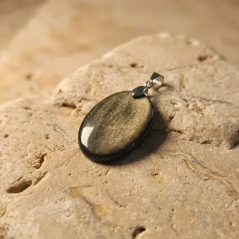 Pendentif Obsidienne Dorée Elhen – Protection & Vérité