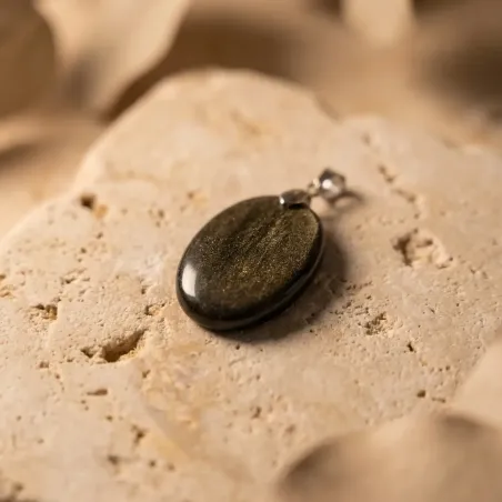Pendentif Obsidienne Dorée Elhen – Protection & Vérité