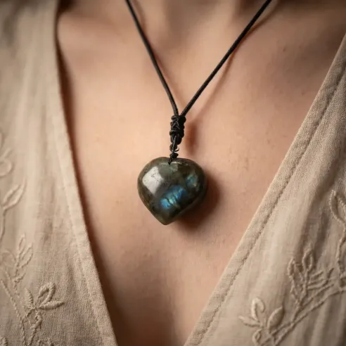 Collier Labradorite Cœur – Protection & Éveil Intuitif