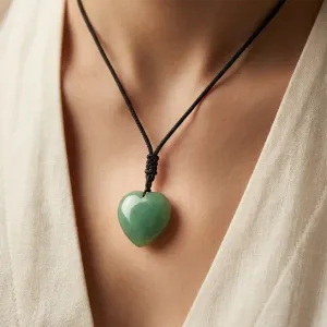 Collier Aventurine Verte Cœur – Chance & Harmonie Émotionnelle