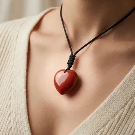 Collier Jaspe Rouge Cœur – Ancrage & Vitalité