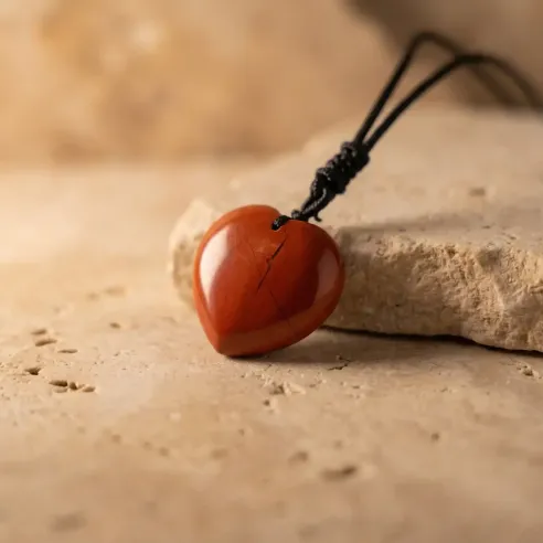Collier Jaspe Rouge Cœur – Ancrage & Vitalité