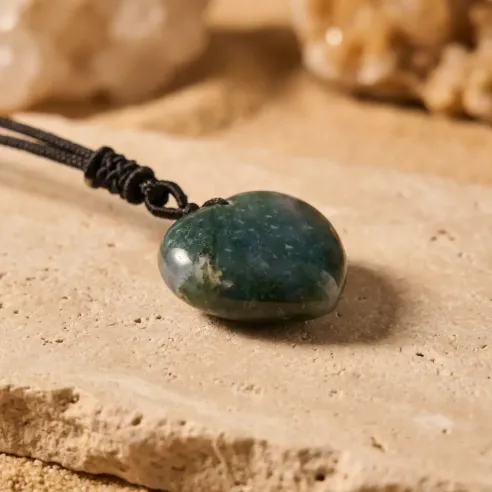 Collier Agate Mousse Cœur – Harmonie & Lien à la Nature