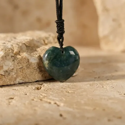 Collier Agate Mousse Cœur – Harmonie & Lien à la Nature