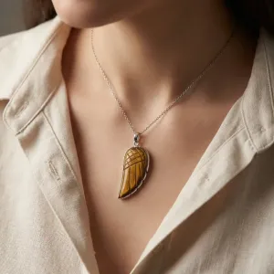 Collier Oeil de Tigre Aile d’Ange – Force & Protection Spirituelle