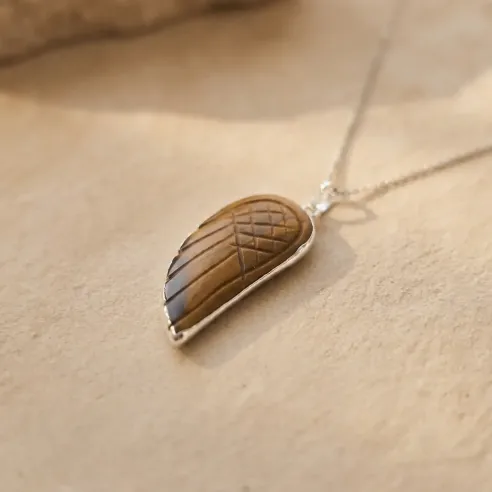 Collier Oeil de Tigre Aile d’Ange – Force & Protection Spirituelle