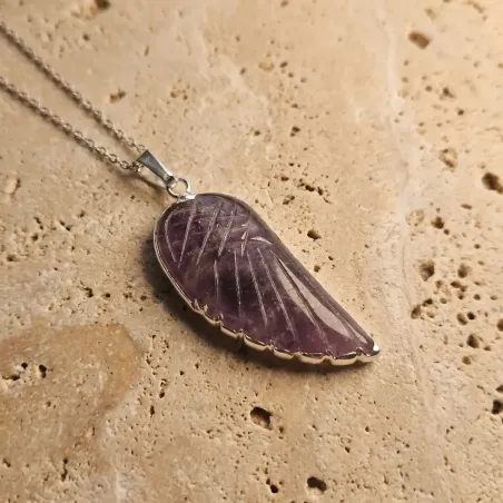 Collier Améthyste Aile d’Ange – Sérénité & Protection Spirituelle