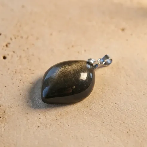Pendentif Obsidienne Dorée Aëlor – Protection & Ancrage