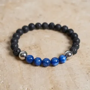 Bracelet Odin Cyanite & Pierre de Lave – Sagesse et ancrage