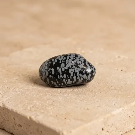 Galet Obsidienne Flocon de Neige – Ancrage, sérénité et protection