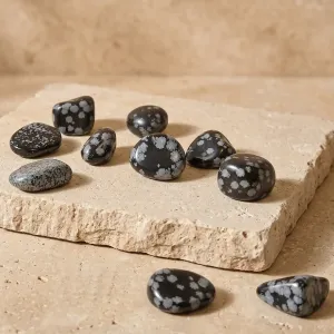 Pierre roulée Obsidienne Flocon Neige – Protection/Équilibre