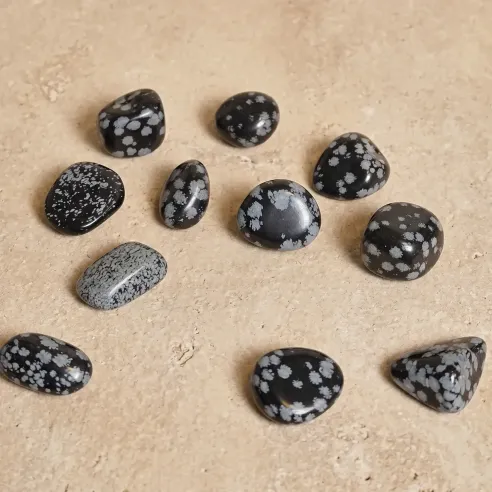 Pierre roulée Obsidienne Flocon Neige – Protection/Équilibre