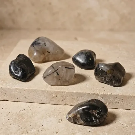 Pierre roulée Quartz à Tourmaline - Énergie équilibrée