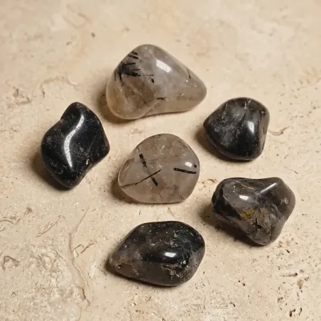 Pierre roulée Quartz à Tourmaline - Énergie équilibrée