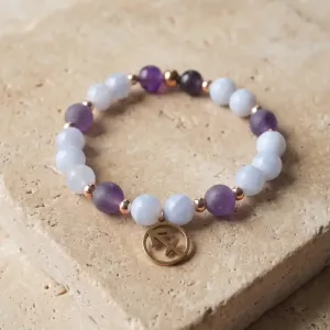 Bracelet Sagittaire calcédoine – améthyste