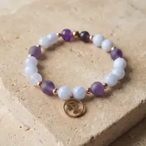 Bracelet Sagittaire calcédoine – améthyste