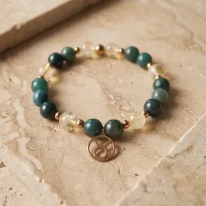 Bracelet Taureau citrine – agate mousse & abondance