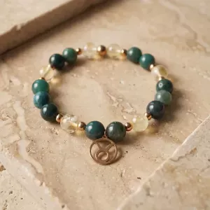 Bracelet Taureau citrine – agate mousse & abondance