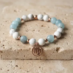 Bracelet Vierge howlite – aigue-marine & calme mental