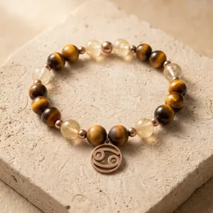 Bracelet Cancer citrine – œil de tigre & stabilité