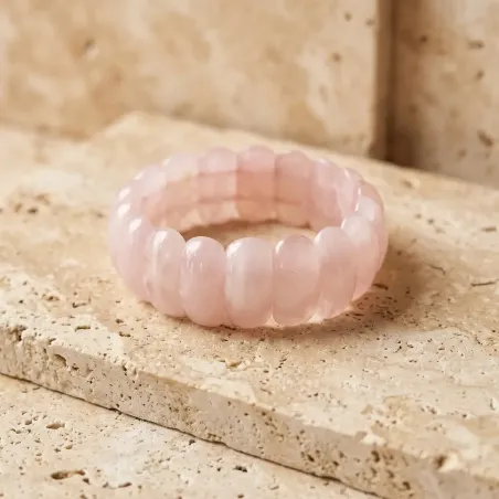 Bracelet Plaquette Quartz Rose – douceur et amour