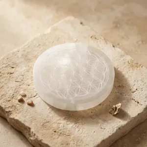Plaque sélénite fleur de vie – Rechargement énergétique doux