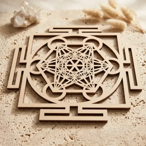 Plaque Bois Métatron Yantra – symbole sacré énergie