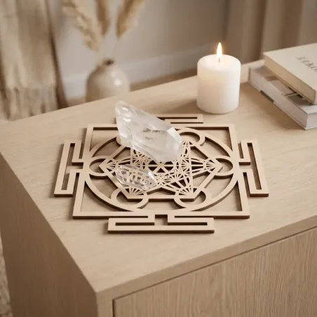 Plaque Bois Métatron Yantra – symbole sacré énergie
