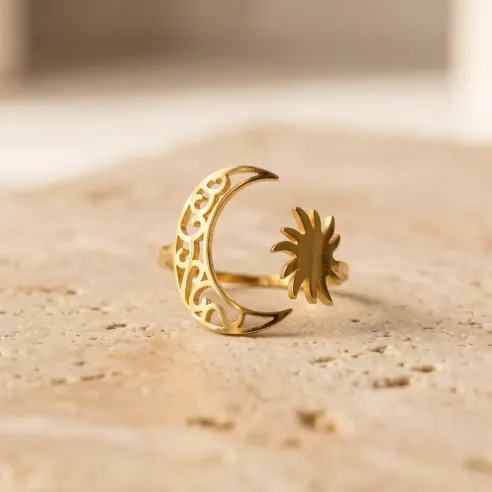 Bague Lune et Soleil – Harmonie et Éclat Spirituel