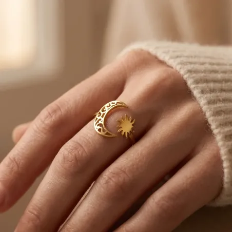 Bague Lune et Soleil – Harmonie et Éclat Spirituel