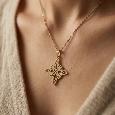 Collier Nœud de Sorcière cercle – Protection ésotérique & force