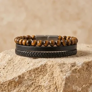 Bracelet Cuir et Oeil de Tigre – Protection & Confiance