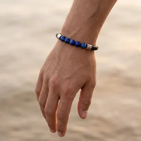 Bracelet cuir et Lapis-Lazuli – Intuition ancrée