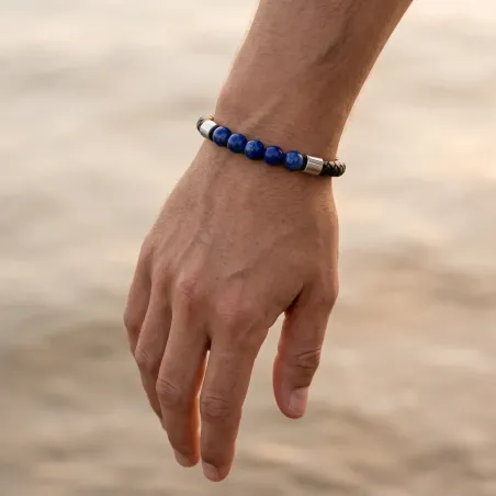 Bracelet cuir et Lapis-Lazuli – Intuition ancrée