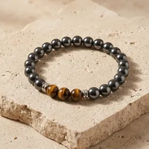 Bracelet Hématite et Oeil de Tigre – Force & Stabilité