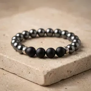 Bracelet Hématite et Onyx pour Homme – Protection & Force