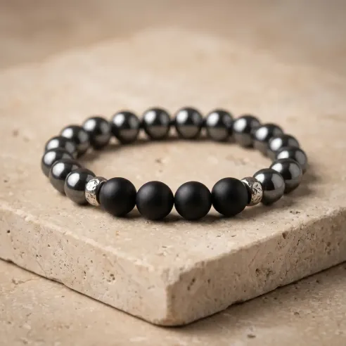 Bracelet Hématite et Onyx pour Homme – Protection & Force