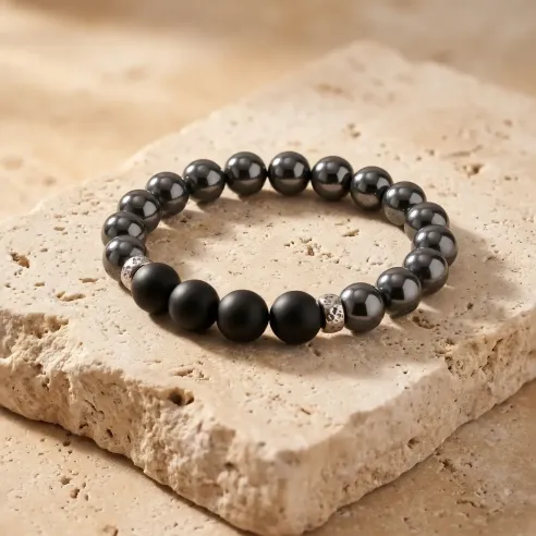 Bracelet Hématite et Onyx pour Homme – Protection & Force