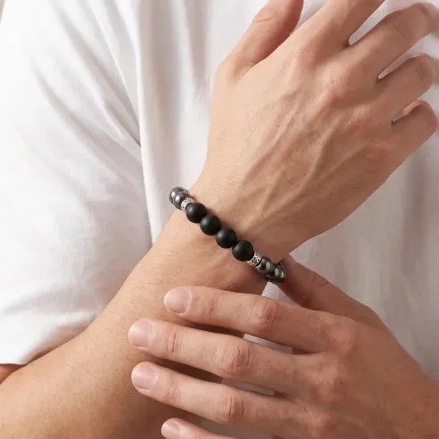 Bracelet Hématite et Onyx pour Homme – Protection & Force