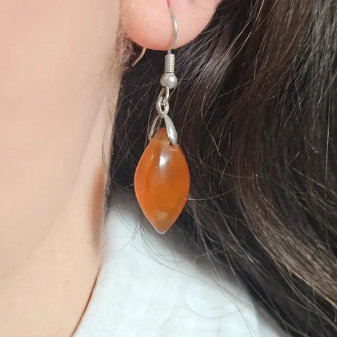 Boucles cornaline marquise – énergie vitale & acier inox