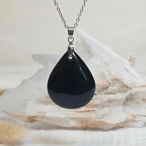 Pendentif obsidienne goutte – Protection puissante
