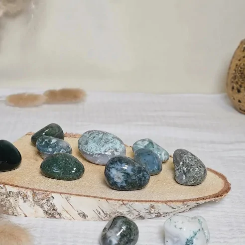 Pierres Roulées Agate Mousse – Ancrage & Harmonie Naturelle