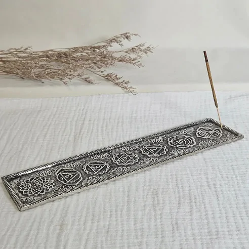 Porte Encens Chakras Métal 28cm – Support Spirituel Énergétique