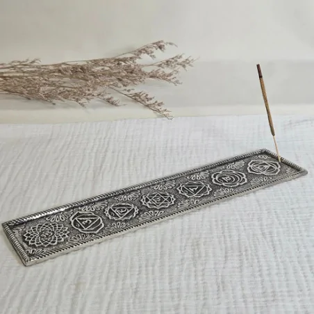 Porte Encens Chakras Métal 28cm – Support Spirituel Énergétique