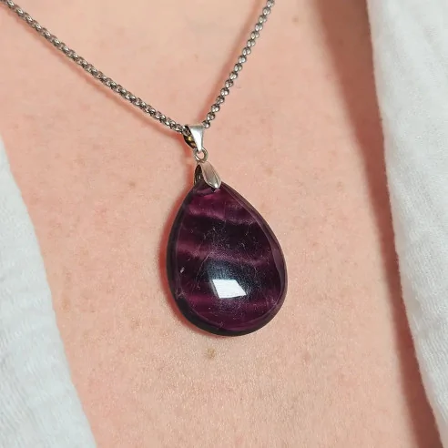 Pendentif Fluorite Goutte – Pierre de Clarté & Protection