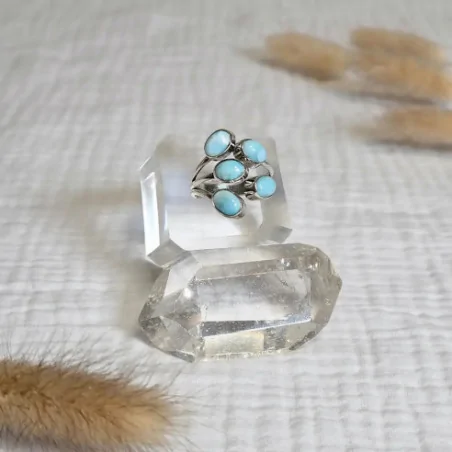 Bague Larimar Argent Réglable – Pierre d’Apaisement
