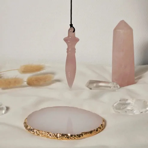 Pendule Thot Quartz Rose – Amour et Précision Spirituelle