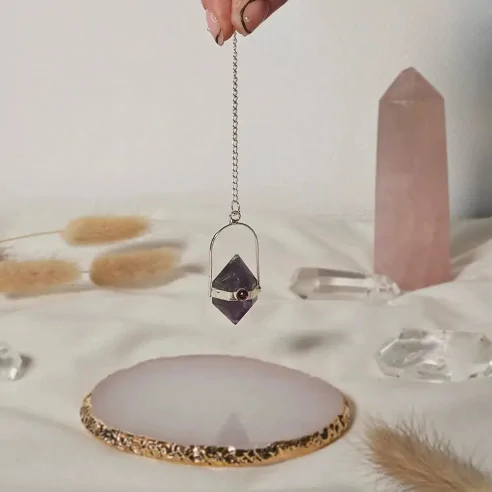 Pendule Damru Améthyste – Intuition et Sérénité Intérieure