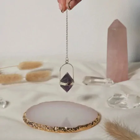 Pendule Damru Améthyste – Intuition et Sérénité Intérieure